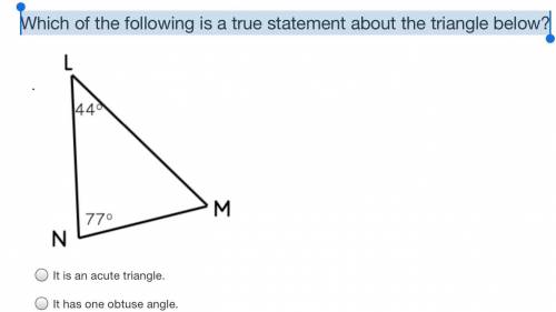 Which of the following is a true statement about the triangle below?