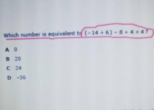Which number is equivalent to (-14+6)-8÷4×4​