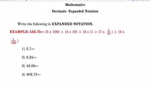 Help please decimals in expanded form