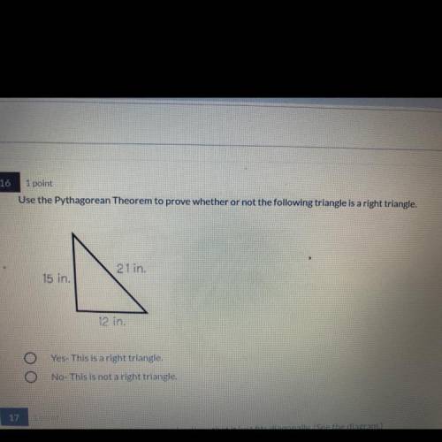 Do these numbers form a right triangle? 15,12,21 please help