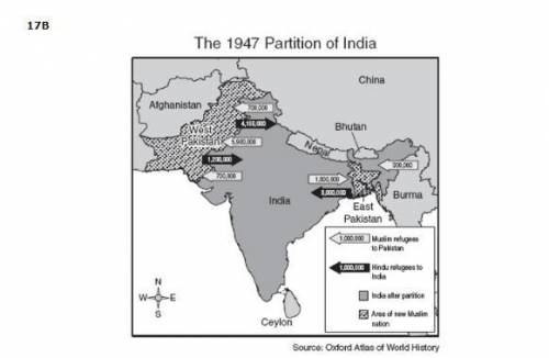 The map above supports the conclusion that the partition of India resulted in:

demands by Pakista