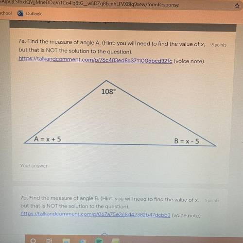 Find the measure of angle A. (Hint: You will need to find the value of x, but that is NOT the solut