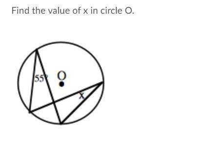 Find the value of x in circle O.