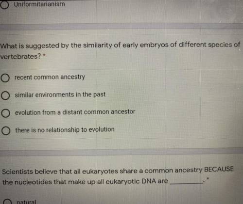 What is suggested by the similarity of early embryos of different species of vertebrae‘s??? helpp