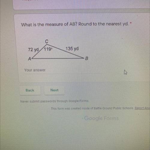 What is the measure of AB? Round to the nearest yd.