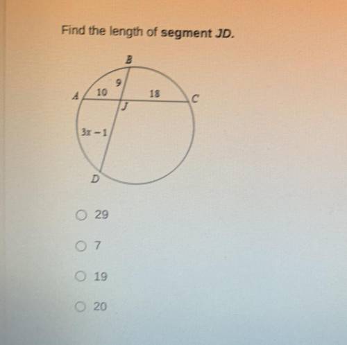 Find the length is segment JD.
