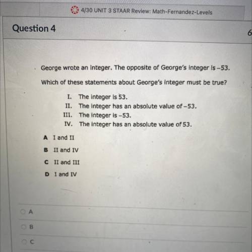 (PLEASE HELP)
Which of these statements about George’s integer must be true?