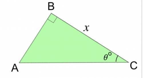 Given that x = 9.2 m and θ = 15°, work out AC rounded to 3 SF​