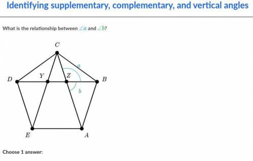 Who ever gets this will get a brainlest and a good rating

options:
vertical angles
complementary