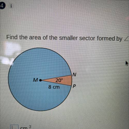 Find the area of the smaller sector formed by