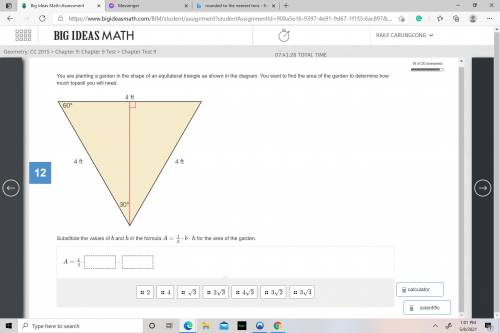 You are planting a garden in the shape of an equilateral triangle as shown in the diagram. You want