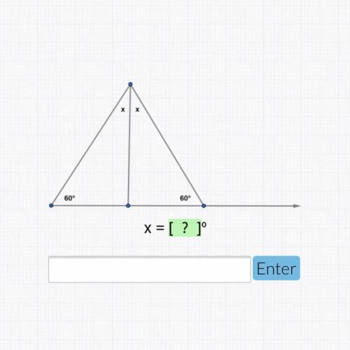 60 degrees, 60 degrees
find x
please helppp