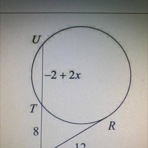 Find the measure of line segment TU. Assume that lines which appear to be tangent to the circle are