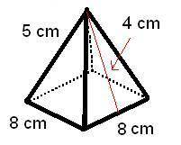 How much paper will be needed to cover the rectangular pyramid shown?

A. 80 cm2
B. 128 cm2
C. 144