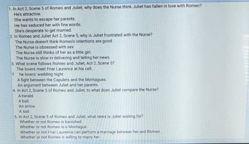 Pleaseee help!!

romeo and juliet act 2 scene 5 questions and answers choices are on the picture ​