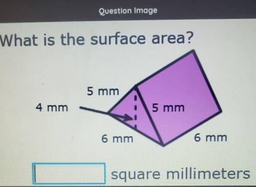 What is the surface area? 5 mm 4 mm 5 mm 6 mm 6 mm square millimeters​