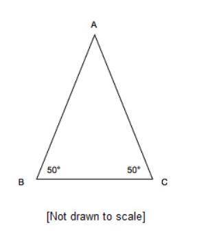 What is the measure of Angle B A C?

Triangle A B C. Angle B is 50 degrees, angle C is 50 degrees,