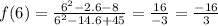 f(6) =  \frac{6 {}^{2}  - 2.6 - 8}{6 {}^{2}  - 14.6 + 45}  =  \frac{16}{ - 3}  =  \frac{ - 16}{3}