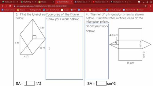 What is surface area of triangle prisms question 8