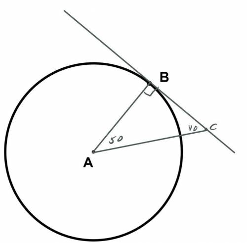 If point C lies on the tangent from part (a)

and segment AC was drawn such that mBCA
is equal to