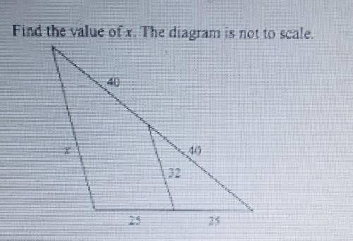 1. Find the value of x. The diagram is not to scale.​