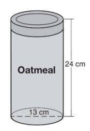 Oatmeal is packaged in a cylindrical container, as shown in the diagram. The diameter of the contai