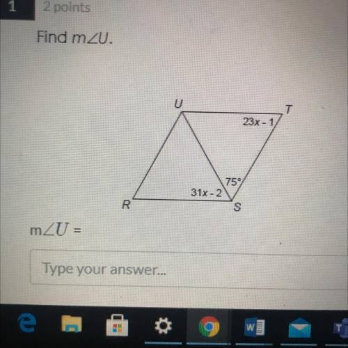 Find m angle U.
m angle U=?