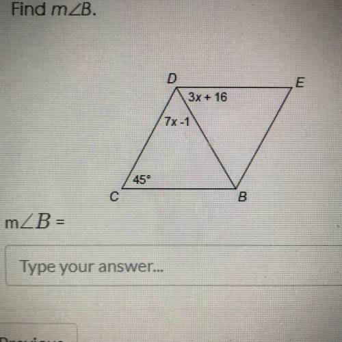 Find m angle B.
m angle B=?