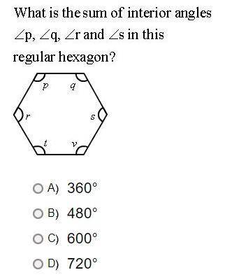Please help. What is the sum of the interior angles, p, q, r, s, in this regular hexagon
 /></p>							</div>
						</div>
					</div>
										
					<div class=