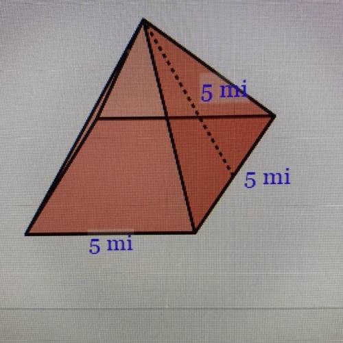 Find the surface area of a square pyramid with side length 5 mi and slant height 5 mi
