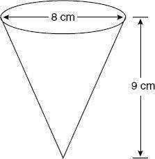 Which is closest to the volume of this circular cone?

A. 452.4 cm3
B. 603.2 cm3
C. 150.8 cm3
D. 1