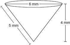 Which is closest to the surface area of a cone with dimensions as shown?

A. 113 mm2
B. 75 mm2
C.