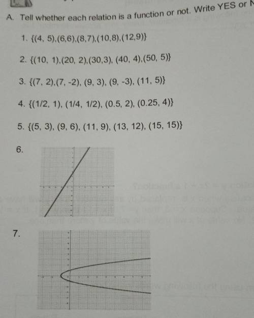 Answer yes or no if its a function. Please if you know this help me out here. Thank you! Correct an