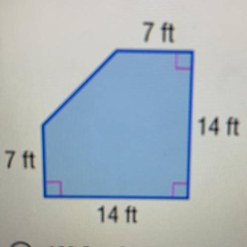 Find the area of the composite figure.

A. 122.5 sq ft
B. 171.5 sq ft 
C. 196 sq ft 
D. 296. 5 sq