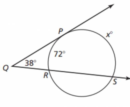 Find x
Secant tangent angles
