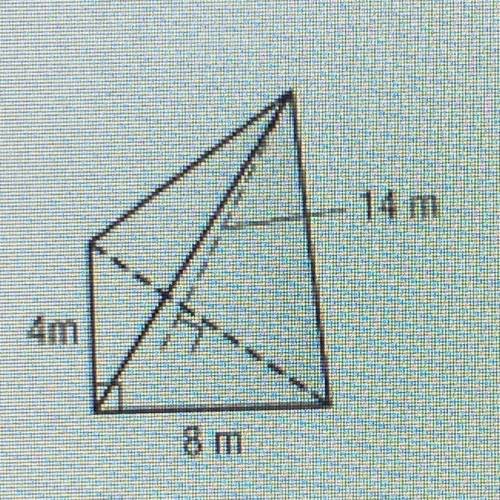 What is the volume of the triangular pyramid? Round to the nearest tenth if
necessary