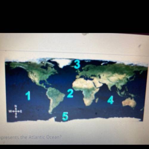 Save

Submit
2)
5
Which number on the map represents the Atlantic Ocean?
A)
1
B)
2
3
D)
