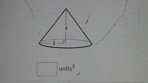 Find the volume of the cone. Either enter an exact answer in terms of t or use 3.14 for and round y