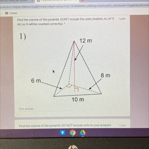 Find the volume of the pyramid. Someone help plz