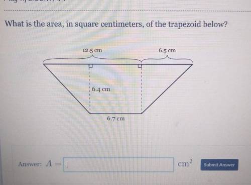 What is the area in square centimeters, of the trapezoid below?​
