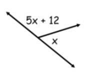 Select the best equation needed to solve for x; then solve for x:

A. 5x+12=x; x =14
B. 5x+12=x; x