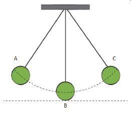 Which best describes the conservation of energy as a pendulum swings in the path shown ?

A.The po