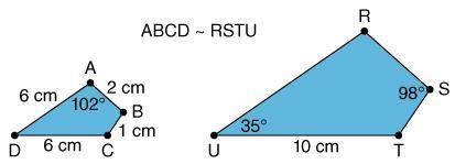 What is the length of RU ?
A) 5 cm
B) 10 cm
C) 6 cm
D) 8 cm