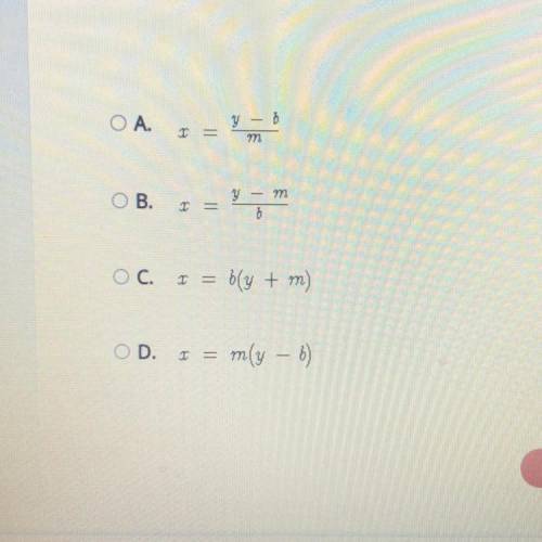 Given the following equation, solve for x.
y = mx+b