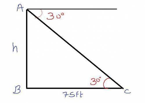 7. (MGSE9-12.G.SRT.8) The angle of depression from the top of a flag pole to a point on the ground i