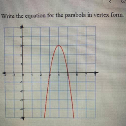 - Write the equation for the parabola in vertex form.