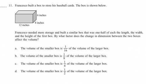 Francesco built a box to store his baseball cards. The box is shown below.

 
Francesco needed more