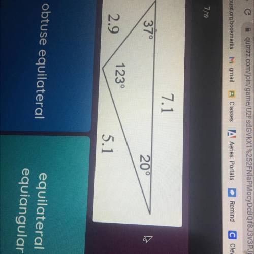 Classify the triangle by its sides and angles