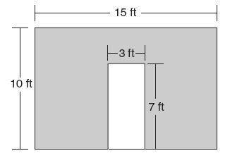 Mrs. Jones wants to paint a wall but not the door on the wall.

How many square feet of wall does