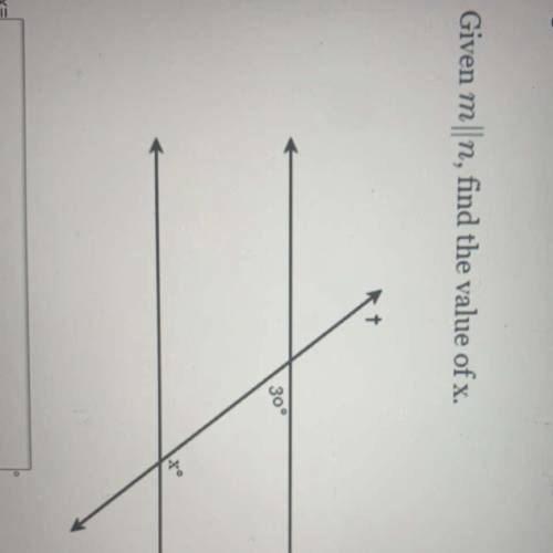 Given m||n find the value of x. 
30°